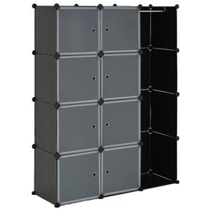 vidaXL Kast met 9 vakken modulair 109x36,5x143 cm zwart en wit