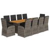 vidaXL 11-delige Tuinset met kussens poly rattan grijs