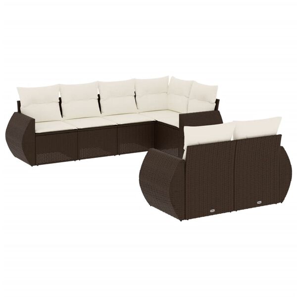 vidaXL 7-delige Loungeset met kussens poly rattan bruin