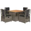 vidaXL 5-delige Tuinset met kussens poly rattan grijs