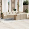 vidaXL 10-delige Loungeset met kussens poly rattan beige