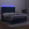 vidaXL Boxspring met matras en LED fluweel donkerblauw 140x200 cm