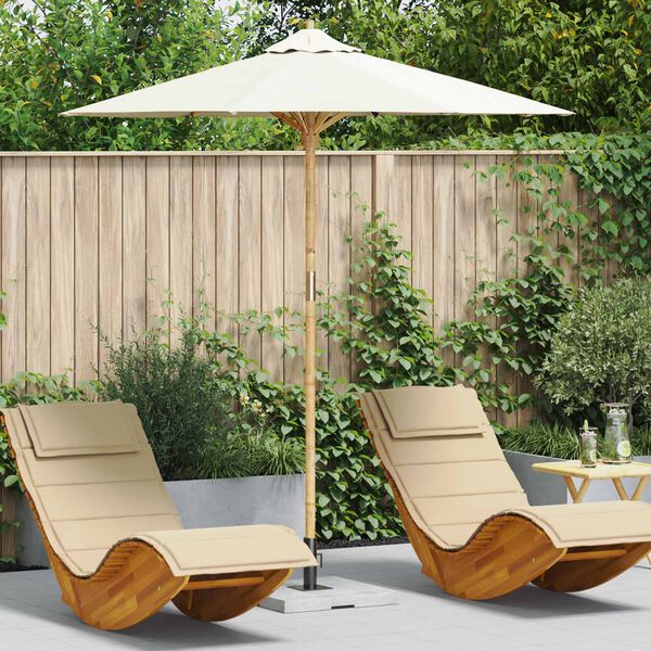 vidaXL Tuinparasol Cr&egrave;me Wit &Oslash; 270 x 260 cm Bamboe