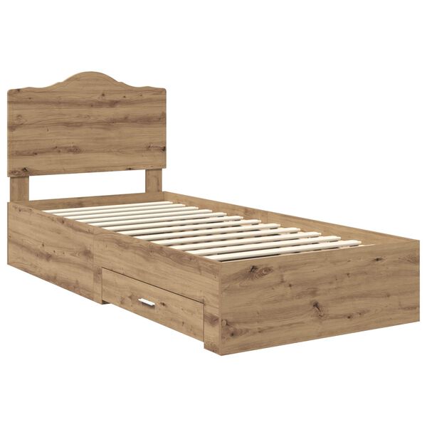 vidaXL Bedframe met hoofdeinde Artisan Eiken 90 x 200 cm Bewerkt hout