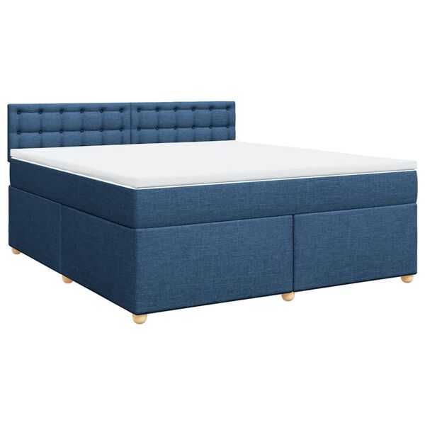 vidaXL Boxspring met matras stof blauw 180x200 cm