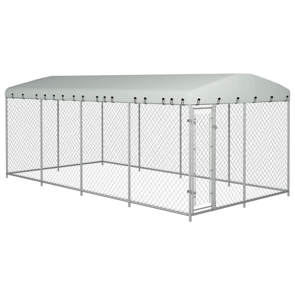 vidaXL Hondenkennel voor buiten met dak 7,6x3,8x2,3 m