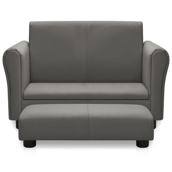 vidaXL Kinderbank met voetenbank kunstleer grijs