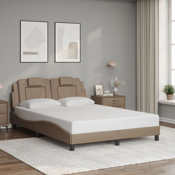 vidaXL Bedframe "Viana" met LED zonder matras cappuccino 140x200 cm