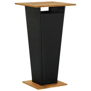 vidaXL Bartafel 60x60x110 cm poly rattan en massief acaciahout zwart