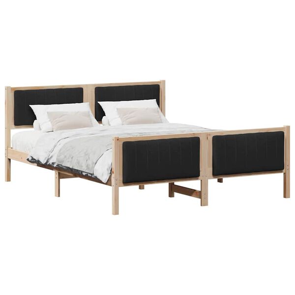 vidaXL Bedframe Bruin en zwart 160 x 200 cm Massief grenenhout