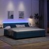 vidaXL LED Box Spring Bed met matras Donkerblauw 200 x 200 cm Fluweel