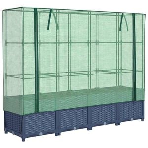 vidaXL Verhoogde plantenbak met kashoes rotanlook 160x40x138 cm