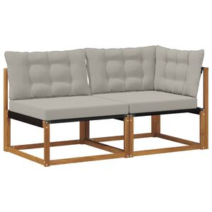 vidaXL Outdoor Midden- en Hoeksalon met kussen 2 Stuk Naturel