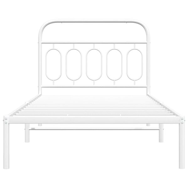 vidaXL Bedframe met hoofdbord metaal wit 107x203 cm