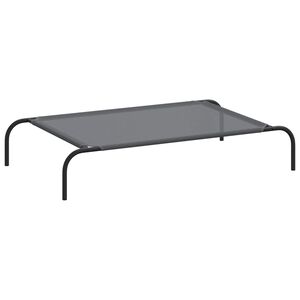 vidaXL Hondenmand verhoogd 110x65x20 cm textiel en staal grijs