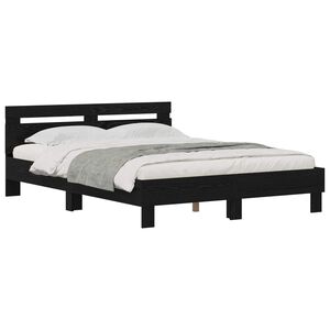 vidaXL Bedframe Zwart Eiken 160 x 200 cm Bewerkt hout