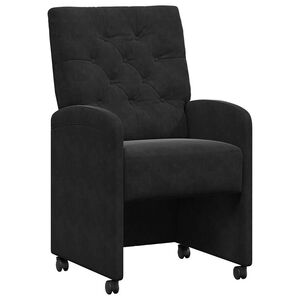 vidaXL Eetkamerstoelen met Wieltjes 2 st Fluweel Zwart 58 x 67 x 97 cm