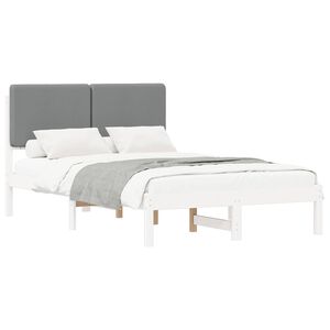 vidaXL Bedframe met Gevoerd Hoofdgedeelte Lichtgrijs 135 x 190 cm