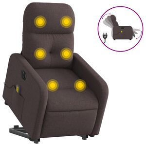 vidaXL Sta-op-massagestoel elektrisch verstelbaar stof donkerbruin