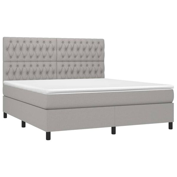 vidaXL Boxspring met matras stof lichtgrijs 180x200 cm