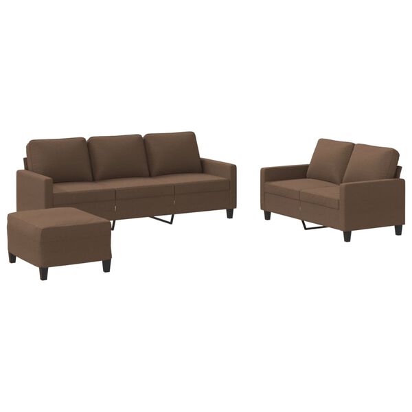 vidaXL 4-delige Loungeset met kussens stof bruin