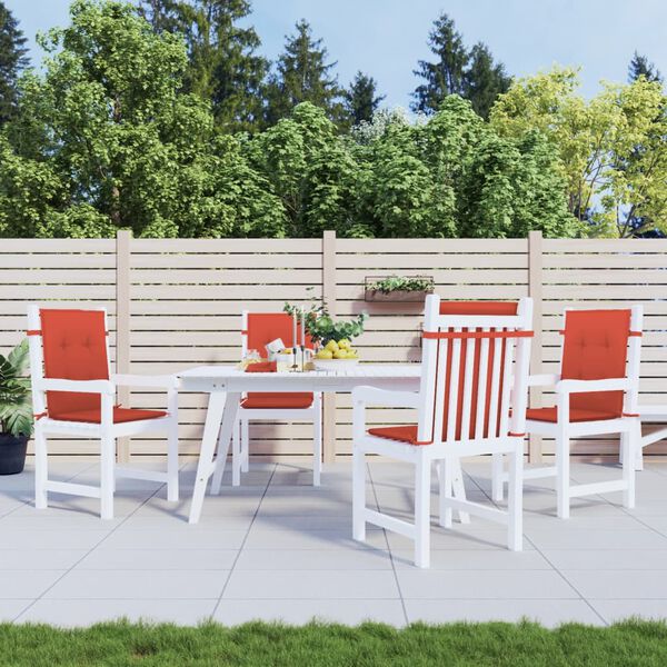 vidaXL Stoelkussens 4 st lage rug 100x50x4 cm stof gem&ecirc;leerd rood