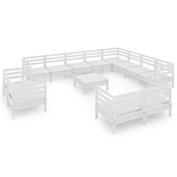 vidaXL 13-delige Loungeset massief grenenhout wit