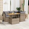 vidaXL 5-delige Loungeset met kussens poly rattan beige