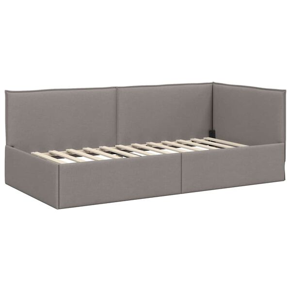 vidaXL Hoekbedframe met hoofdeinde Taupe 100 cm x 200 cm Fluweel