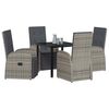 vidaXL Tuin eettafelset met kussen 5 pcs Grijs poly rattan