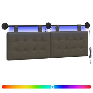 vidaXL Hangend hoofdbord Met LED-verlichting Grijs Kunstleer