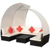 vidaXL 9-delige Loungeset met luifels poly rattan zwart