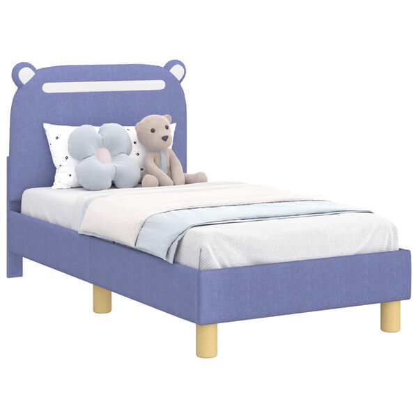 vidaXL Peuterbedframe met hoofdbord Jeans Blauw 70 x 140 cm Stof
