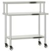 vidaXL Keukenwerktafel met bovenschap 110x55x120 cm roestvrij staal
