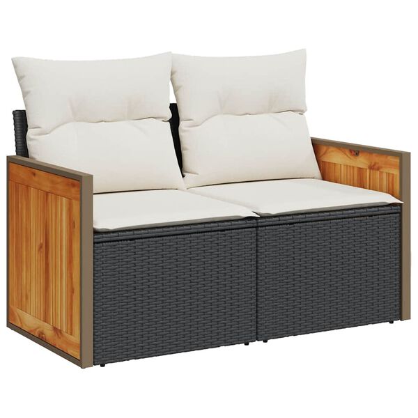 vidaXL 6-delige Loungeset met kussens poly rattan acacia zwart