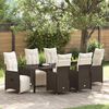 vidaXL Tuin eettafelset met kussen 7 pcs Bruin poly rattan
