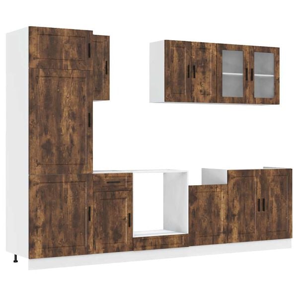 vidaXL 8-delige Keukenkastenset Porto bewerkt hout gerookt eiken