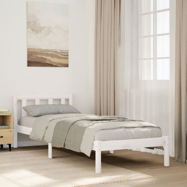vidaXL Bedframe extra lang zonder matras grenenhout wit 90x210 cm