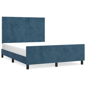 vidaXL Bedframe zonder matras 140x200 cm fluweel donkerblauw