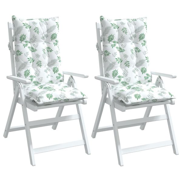 vidaXL Stoelkussens 2 st hoge rug bladpatroon oxford stof