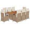vidaXL 9-delige Tuinset met kussens poly rattan beige