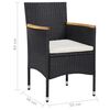 vidaXL 5-delige Tuinset met kussens poly rattan zwart