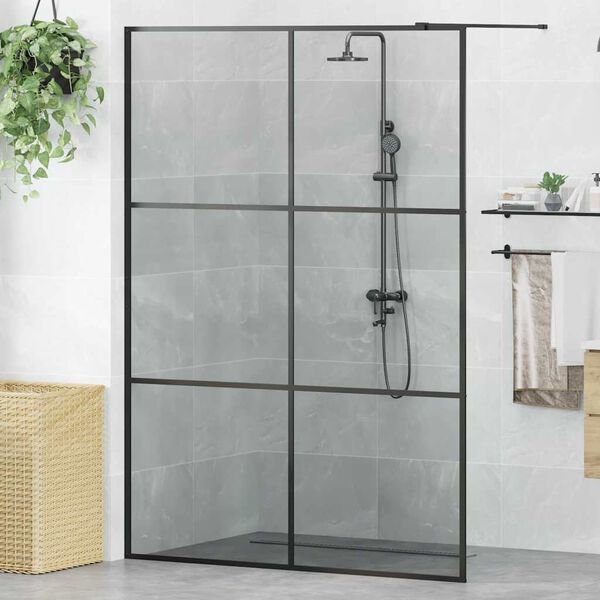 vidaXL Inloop Douche Wand Zwart 140 x 195 cm gehard glas