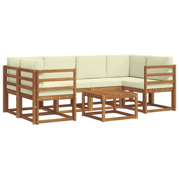 vidaXL Buiten bankenset met kussen 7 pcs Natuurlijk en Cr&egrave;me