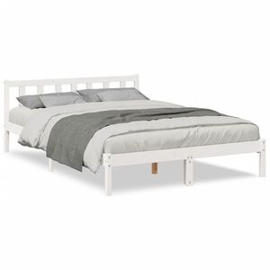 vidaXL Bedframe extra lang zonder matras grenenhout wit 160x210 cm