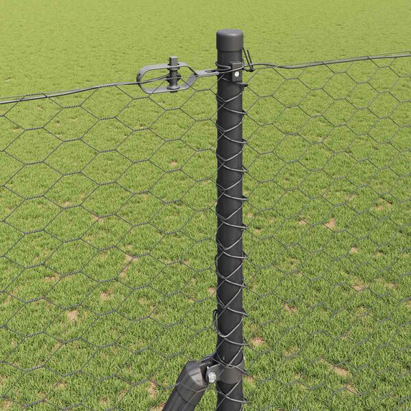 vidaXL Afrasteringspaal Grijs 10 x 1,6 m (36 mm gaas) Staal en PVC