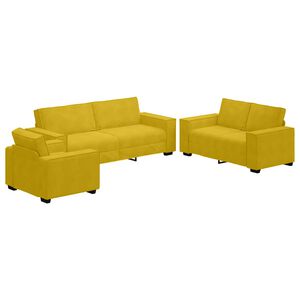 vidaXL 3-delige Loungeset met kussens fluweel geel