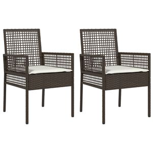 vidaXL Tuinstoel met kussen 2 pcs Bruin 55 x 53 x 85 cm poly rattan