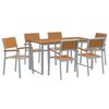 vidaXL Tuin eettafelset 7 pcs Grijs Massief Acaciahout