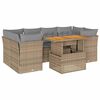 vidaXL 7-delige Loungeset met kussens poly rattan beige